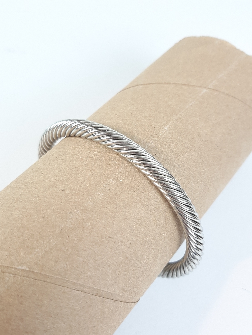 Silver and gold tone twist cuff bracelet - Picture 4 of 5
